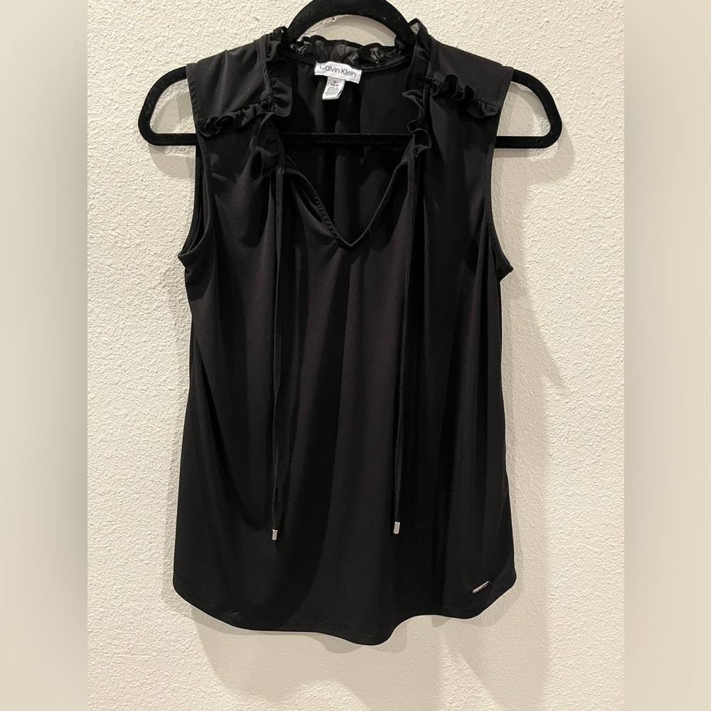 Calvin Klein Black Ruffle Blouse